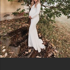 White CLUB LONDON maxi mermaid with fishtail dress